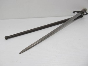 Nice Antique 19th Century French Bayonet wScabbard &amp Inscription on Blade