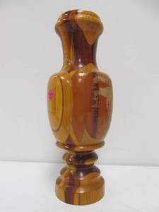 Very Cool Large Turned Wood Marquetry Vase