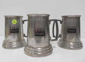 3 Vintage 1960s era HAMMS Aluminum beer Mugs