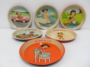 Lot of 6 Original 1950s era Tin Litho LULU Mexican Advertising Tip Trays&nbsp