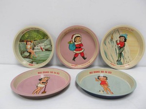 Lot of 5 Original 1950s era Tin Litho LULU Mexican Advertising Tip Trays&nbsp