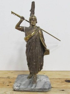 Very Nice Vintage Brass &amp Bronze Sculpture of Roman Soldier&nbsp