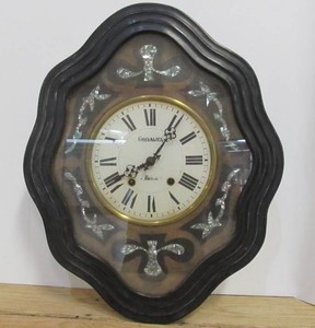 Antique Inlaid Chevalier French Bakers Clock&nbsp