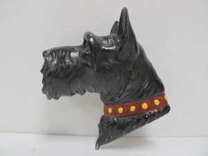 Vintage Mid Century Ceramic Scottie Dog Wall Sculpture