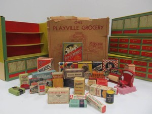 Vintage PLAYVILLE Grocery Store wMany Product Boxes