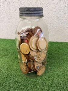 Vintage Canning Jar of Milk Bottle Caps
