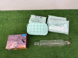 Glass Rolling Pin, RosetteTimblae Iron & New Handbags