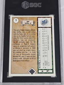 Ken Griffey Jr. Rookie 1989 Upper Deck SGC Grade 8 Card #1 - Seattle Mariners Baseball Card