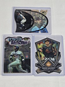 Lot of 3 Baseball Cards Featuring Jim Thome, Sammy Sosa, and Manny Machado with Die-Cut Design and Holo Features