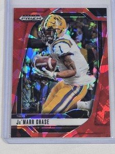JaMarr Chase 2025 Panini Prizm Draft Picks Ruby Cracked Ice #180 - LSU Tigers Football Card