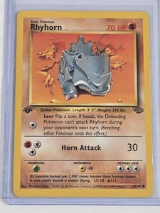 Rhyhorn 1999 Wizards of the Coast 1st Edition Pokemon Card 1864