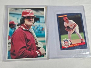 Pete Rose Large Baseball Cards Including 1980 Topps and 1986 Donruss