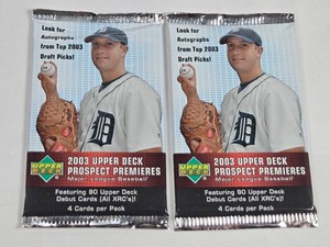 Lot of 2 Unopened Packs of 2003 Upper Deck Prospect Premieres Baseball