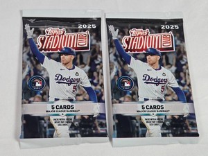Lot of 2 Unopened Packs of 2025 Topps Stadium Club Baseball Cards
