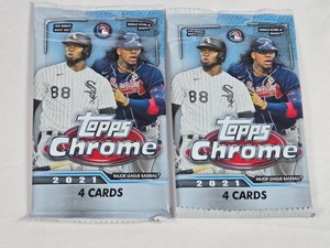 Lot of 2 Unopened Packs of 2021 Topps Chrome Baseball Cards
