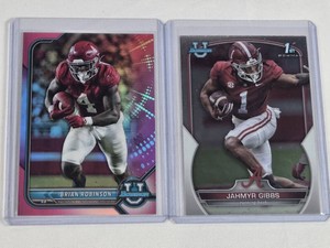 Lot of 2 Football Cards Featuring Jahmyr Gibbs and Brian Robinson Rookie Cards