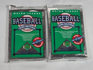 Lot of 2 Unopened Packs of 1990 Upper Deck Baseball Cards Possible Reggie Jackson Auto