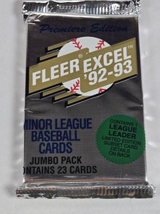 Unopened Pack of 1992-93 Fleer Excel Minor League Baseball Cards Possible Derek Jeter Rookie
