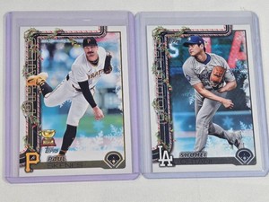 Lot of 2 2025 Holiday Topps Baseball Cards Featuring Paul Skenes and Shohei Ohtani