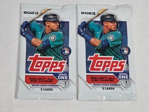 Lot of 2 Unopened Packs of 2023 Topps Series One Baseball Cards