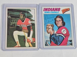 Lot of 2 1970s Era Baseball Cards Featuring Frank Robinson and Dennis Eckersley Cleveland Indians Vintage Baseball Cards