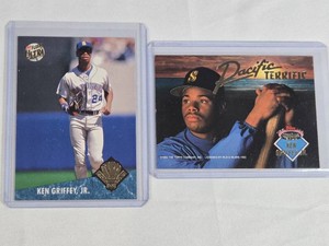 Lot of 2 Ken Griffey Jr Inserts, One with Darryl Strawberry