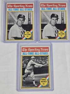Lot of 3 Baseball Cards Featuring Ted Williams and Honus Wagner - The Sporting News All-Time All-Stars Series