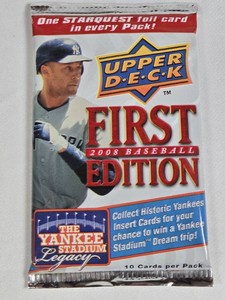 Unopened Pack of 2008 Upper Deck First Edition Baseball Cards