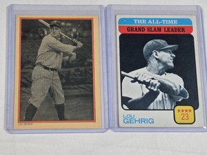 Lot of 2 Lou Gehrig Baseball Cards - Includes 1985 Topps Collector Series and Grand Slam Leader Cards
