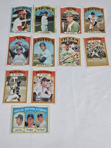Lot of 11 Vintage 1972 Baseball Stars Cards Featuring Carl Yastrzemski, Orlando Cepeda, and Lou Brock