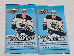 Lot of 2 Unopened Packs of 2022-23 Upper Deck Series One Hockey