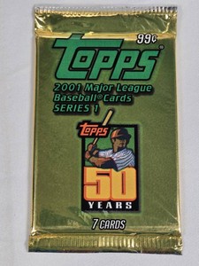 Unopened Pack of 2001 Topps Series 1 Baseball Cards Possible Ichiro Rookie