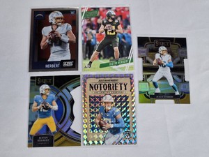 Lot of 5 Justin Herbert Football Cards including Rookie, Prizm and Die Cut