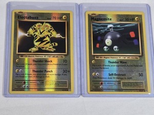 Lot of 2 Pokemon Holo Cards Featuring Electabuzz and Magnemite