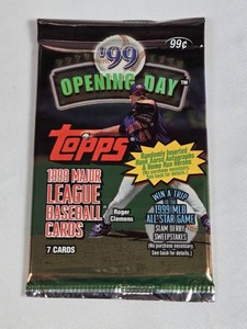 Unopened Pack of 1999 Topps Opening Day Baseball Cards Possible Hank Aaron Auto