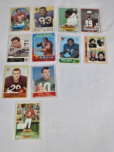 Lot of 11 Vintage Football Cards Featuring Johnny Roland, Roosevelt Grier, and Others