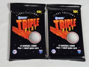 Lot of 2 Unopened Packs of 1993 Donruss Triple Play Baseball Cards