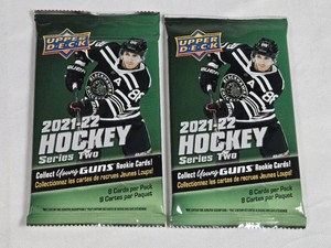 Lot of 2 Unopened Packs of 2021-22 Upper Deck Hockey Cards