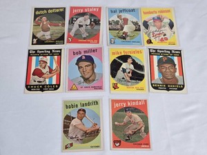 Lot of 10 Vintage Baseball Cards Featuring Hobie Landrith, Chuck Coles, and Jerry Kindall.