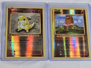 Lot of 2 Pokemon Holo Cards Featuring Sandshrew and Diglett