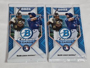 Lot of 2 Unopened Packs of 2021 Bowman Chrome Baseball Cards