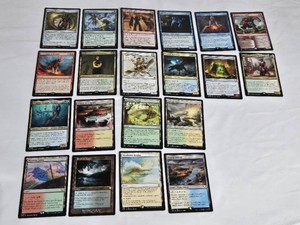 Lot of 20 Magic The Gathering Rare Cards including Solemn Simulacrum, Frontier Siege, Commune with Lava, Belbe, Corrupted Observer, Zegana, Utopian Speaker, Temple of Triumph
