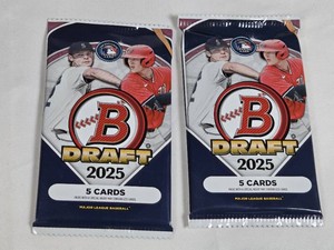 Lot of 2 Unopened Packs of 2025 Bowman Draft Baseball Cards