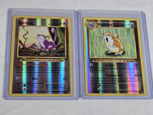 Lot of 2 Pokemon Holo Cards Including Rattata and Raticate