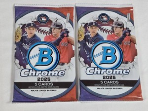Lot of 2 Unopened Packs of 2025 Bowman Chrome Baseball Cards