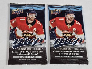 Lot of 2 Unopened Packs of 2022-23 Upper Deck MVP Hockey Cards