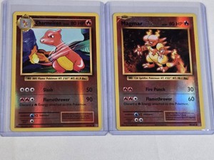 Lot of 2 Pokemon Holo Cards Featuring Charmeleon and Magmar