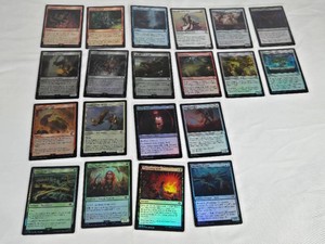 Lot of 20 Magic The Gathering Foil Cards Featuring Various Cards Including Swarming of Moria and Improvised Club