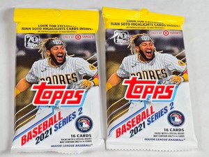 Lot of 2 Unopened Packs of 2021 Topps Series 2 Baseball Cards