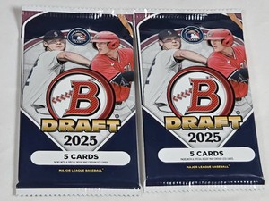 Lot of 2 Unopened Packs of 2025 Bowman Draft Baseball Cards